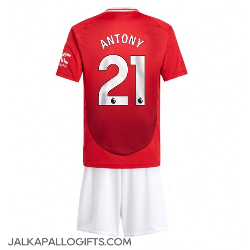 Manchester United Antony #21 Koti Peliasu Lasten 2024-25 Lyhythihainen (+ Lyhyet housut)